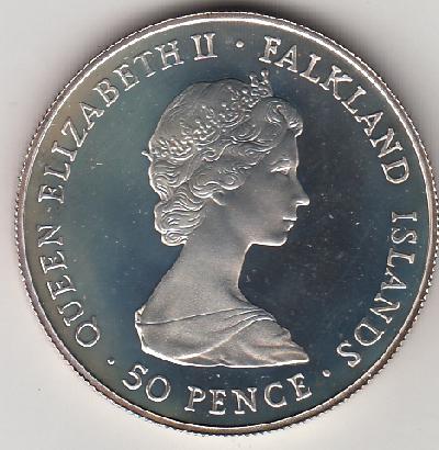 Beschrijving: 50 Pence  BRITISH RULE  SHIP